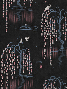 Kyoto Blossom 'Black Cherry' Wallpaper Wallpaper Sample