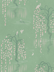 Kyoto Blossom 'Willow Green' Wallpaper Wallpaper Sample