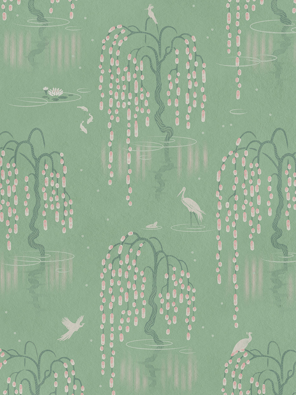 Kyoto Blossom 'Willow Green' Wallpaper