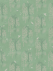 Kyoto Blossom 'Willow Green' Wallpaper Wallpaper Sample