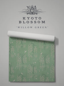 Kyoto Blossom 'Willow Green' Wallpaper