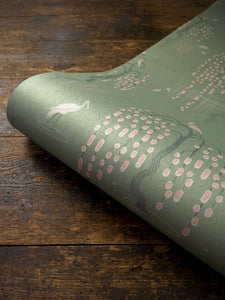 Kyoto Blossom 'Willow Green' Wallpaper Wallpaper Sample