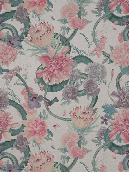 Forbidden Bloom 'Bone White' Faux Suede Wallpaper Sample