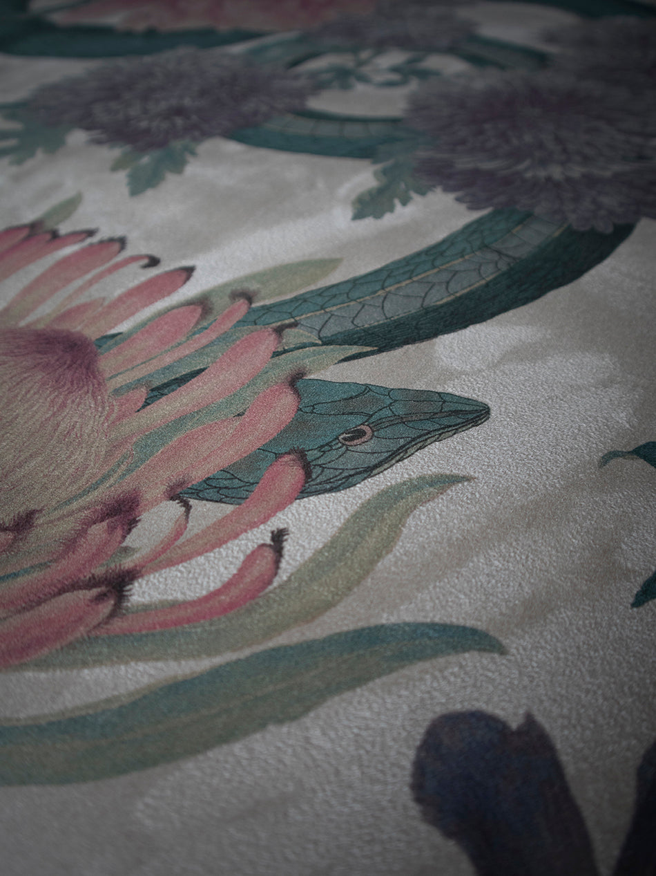 Forbidden Bloom 'Bone White' Faux Suede Wallpaper By The Metre