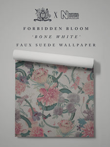 Forbidden Bloom 'Bone White' Faux Suede Wallpaper Sample