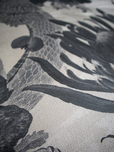 Forbidden Bloom 'Monochrome' Faux Suede Wallpaper By The Metre