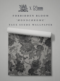 Forbidden Bloom 'Monochrome' Faux Suede Wallpaper By The Metre