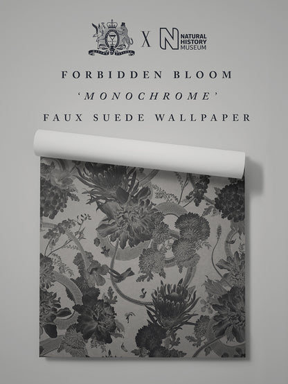 Forbidden Bloom 'Monochrome' Faux Suede Wallpaper By The Metre