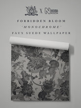 Load image into Gallery viewer, Forbidden Bloom &#39;Monochrome&#39; Faux Suede Wallpaper Sample