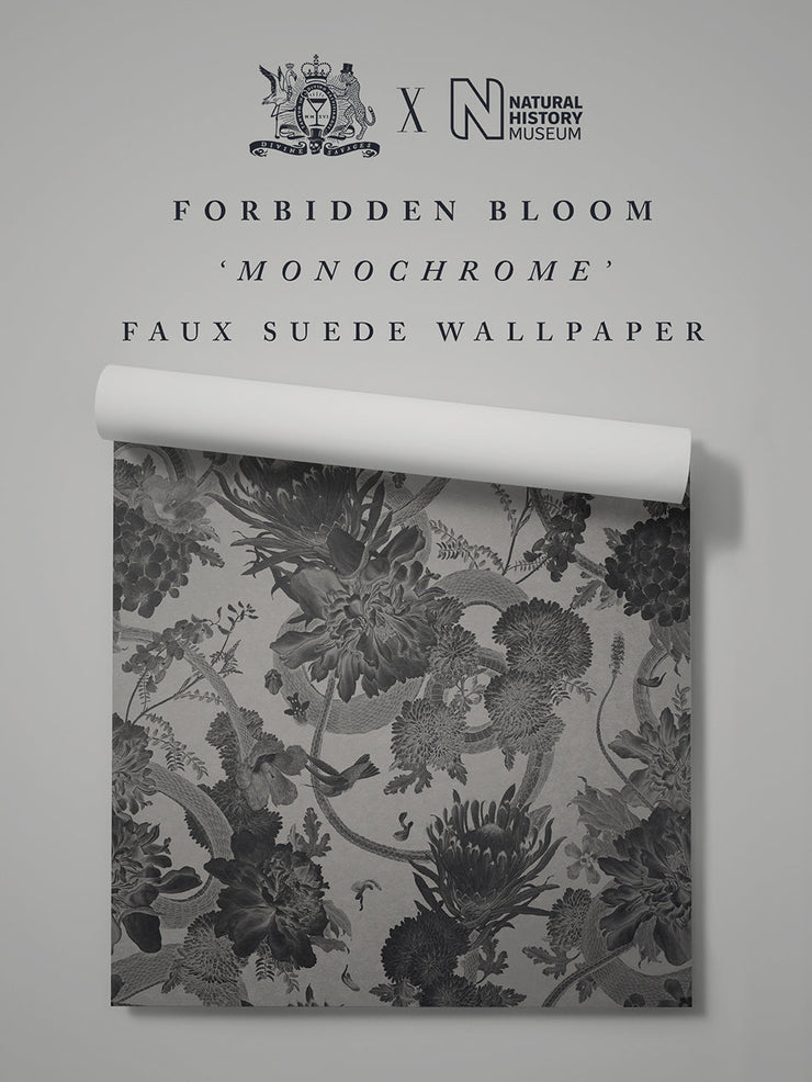 Forbidden Bloom 'Monochrome' Faux Suede Wallpaper Sample