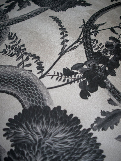Forbidden Bloom 'Monochrome' Faux Suede Wallpaper By The Metre