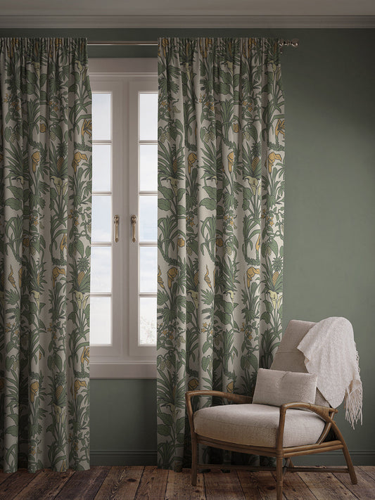 Botanize Heritage 'Palm Green' Linen Sample