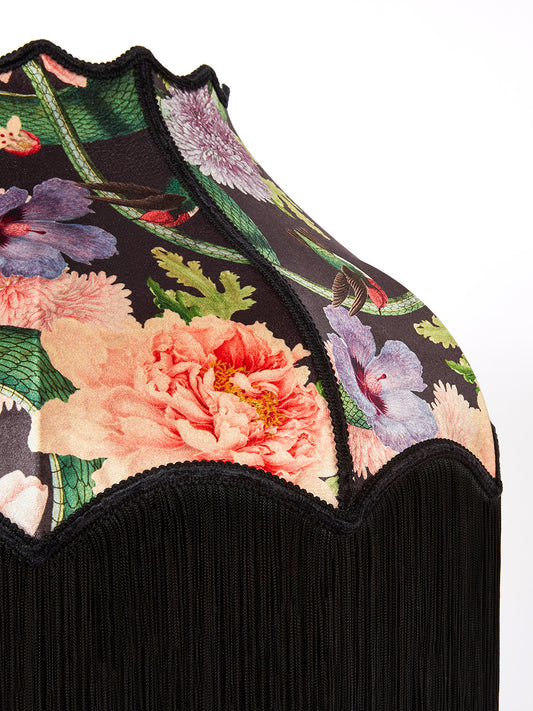 Forbidden Bloom 'Black' Fringed Lampshade