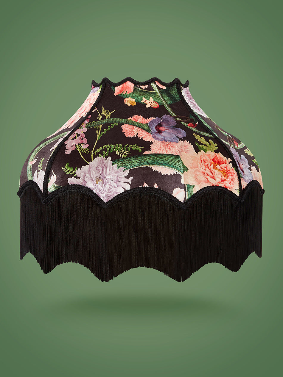 Forbidden Bloom 'Black' Fringed Lampshade