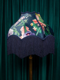 Forbidden Bloom 'Deep Blue' Fringed Lampshade