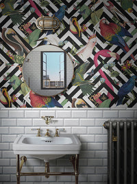 Geometric Aviary Wallpaper Sample