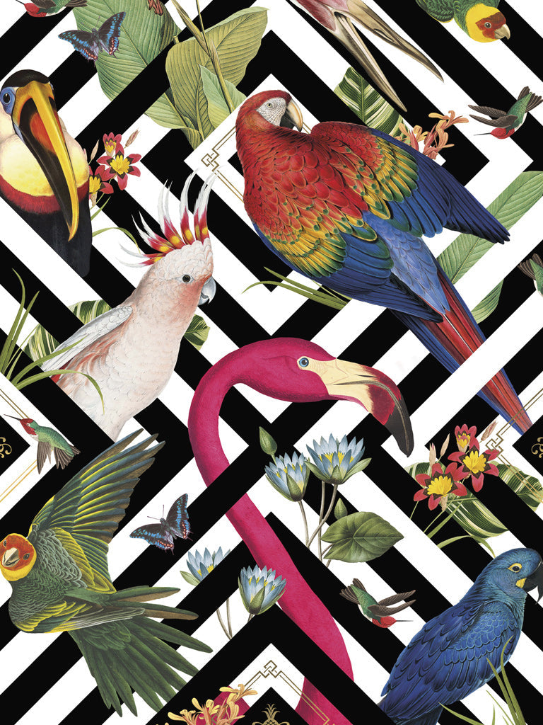 Geometric Aviary Wallpaper Sample