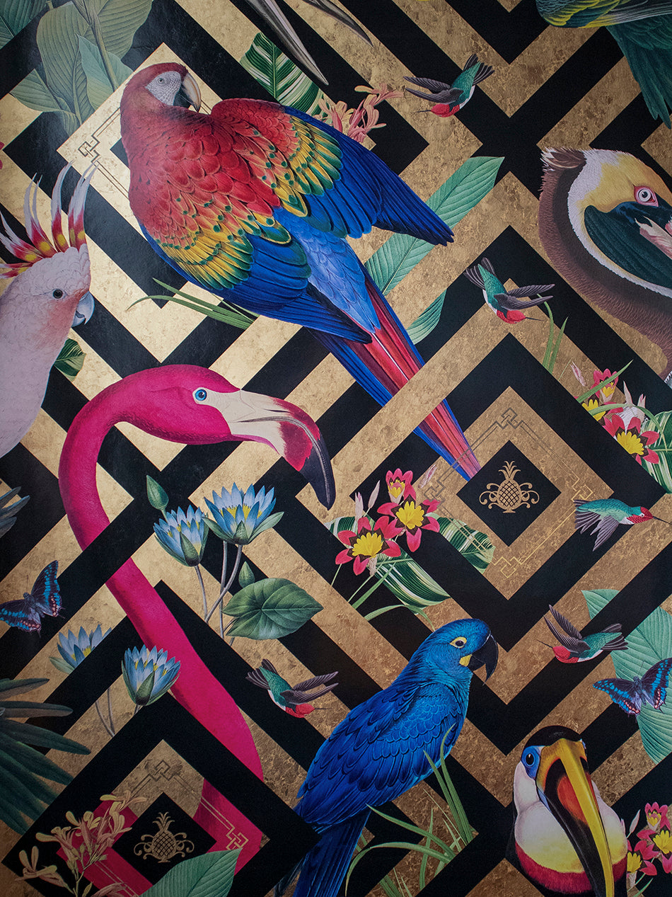 Geometric Aviary Wallpaper Sample