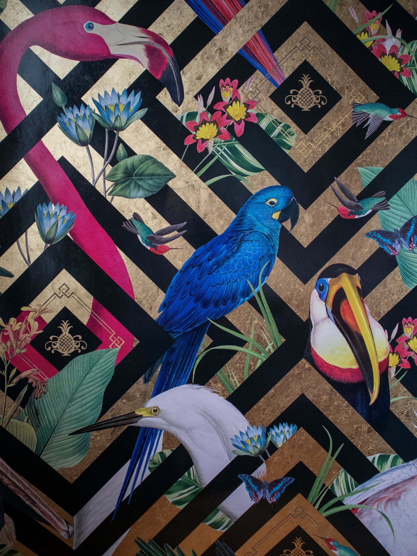 Geometric Aviary Wallpaper Sample