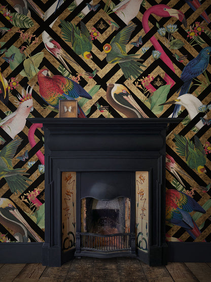 Geometric Aviary Wallpaper Sample