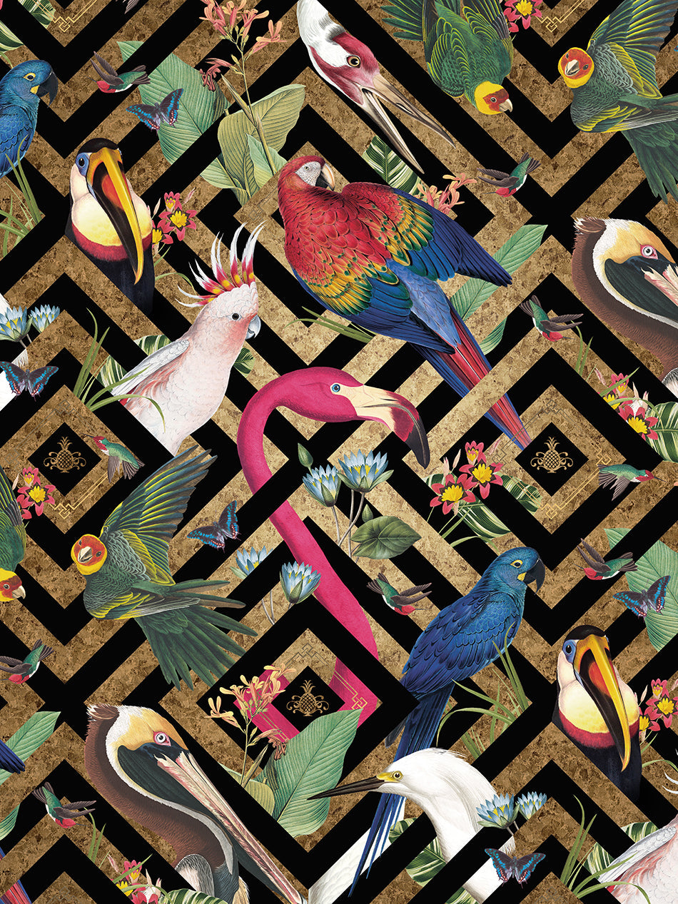 Geometric Aviary Wallpaper Sample