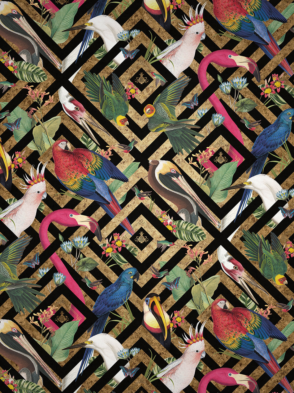 Geometric Aviary Wallpaper Sample