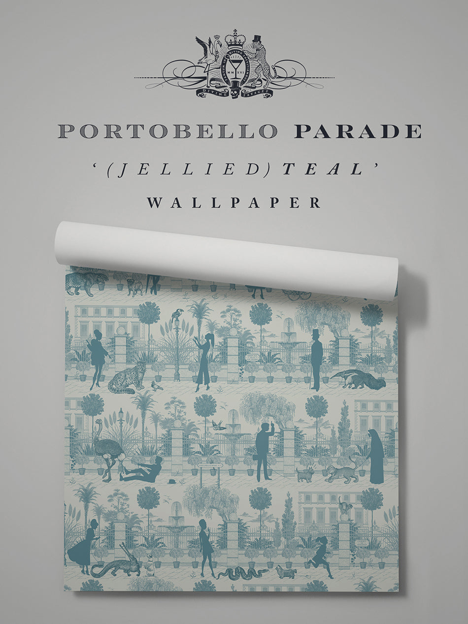 Portobello Parade 'Jellied Teal' Wallpaper Sample