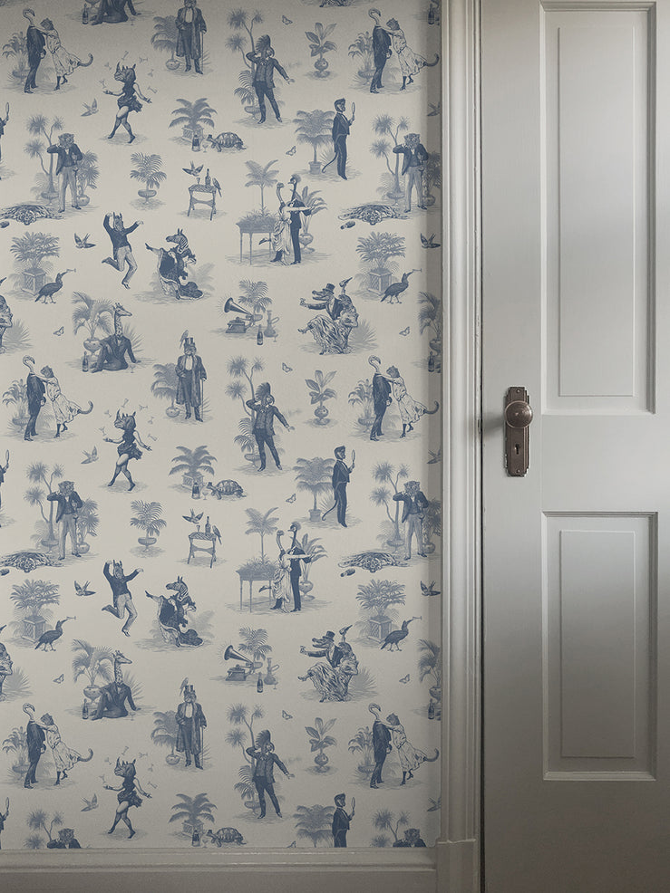 Sample Sale: Safari Soirée 'Heron Blue' Wallpaper