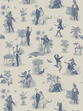 Load image into Gallery viewer, Safari Soirée &#39;Heron Blue&#39; Wallpaper Sample