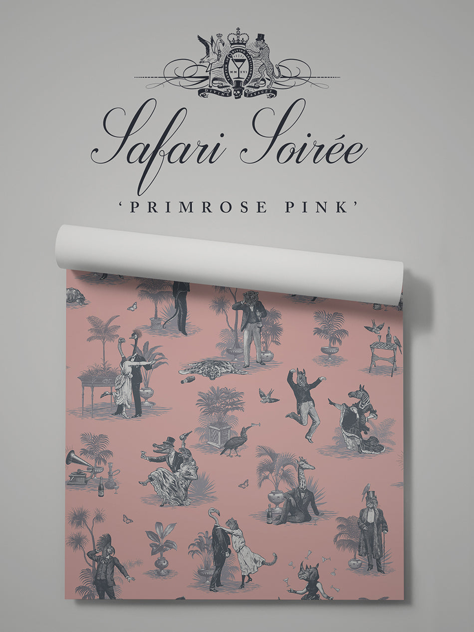 Safari Soirée 'Primrose Pink' Wallpaper Sample