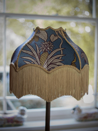 Botanize Heritage 'Whale Blue' Fringed Lampshade