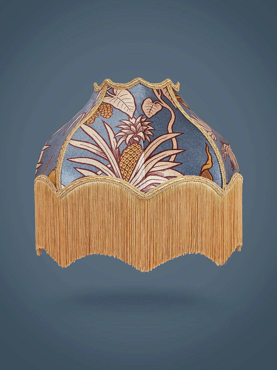 Botanize Heritage 'Whale Blue' Fringed Lampshade